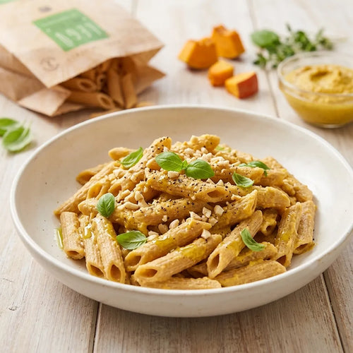 Penne con Pesto Giallo e Anacardi
