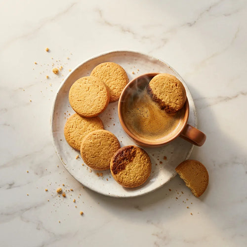 Galletas clásicas con café caliente