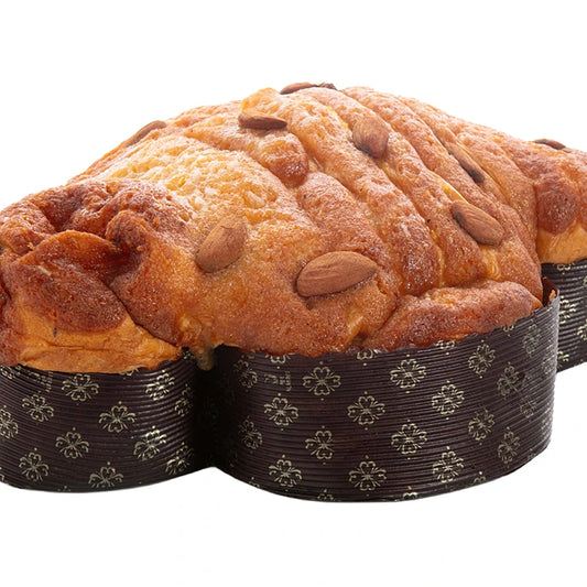 Colomba Pasquale LEGÙ Colomvé con glassa alla mandorla "pizzuta" di Avola, un dolce a legumi, senza glutine, ad alto contenuto di proteine vegetali.