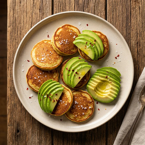 Mini pancake salati con avocado