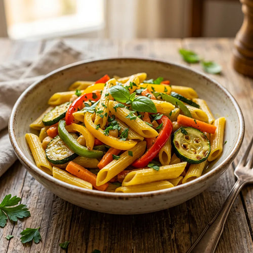 Penne saltate con verdure croccanti