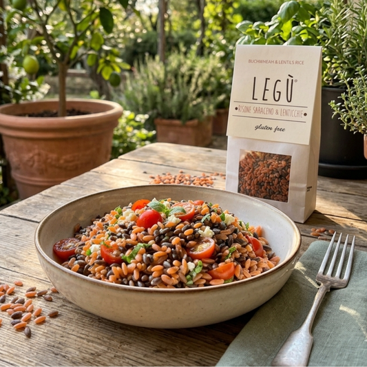 Paccheri – Yellow Corn, Red Lentils and Tomato