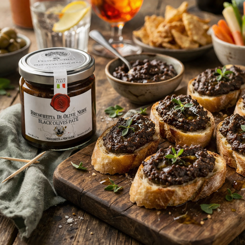 Bruschette con crema di olive nere