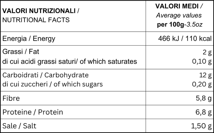 Valores nutricionales Garbanzos Toscano en Salmuera
