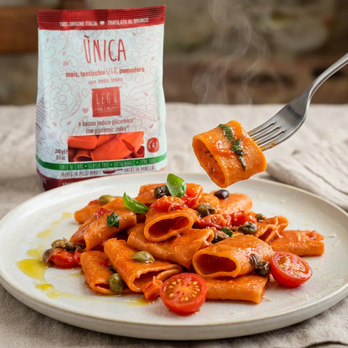 Paccheri con Pomodorini, Basilico e capperi