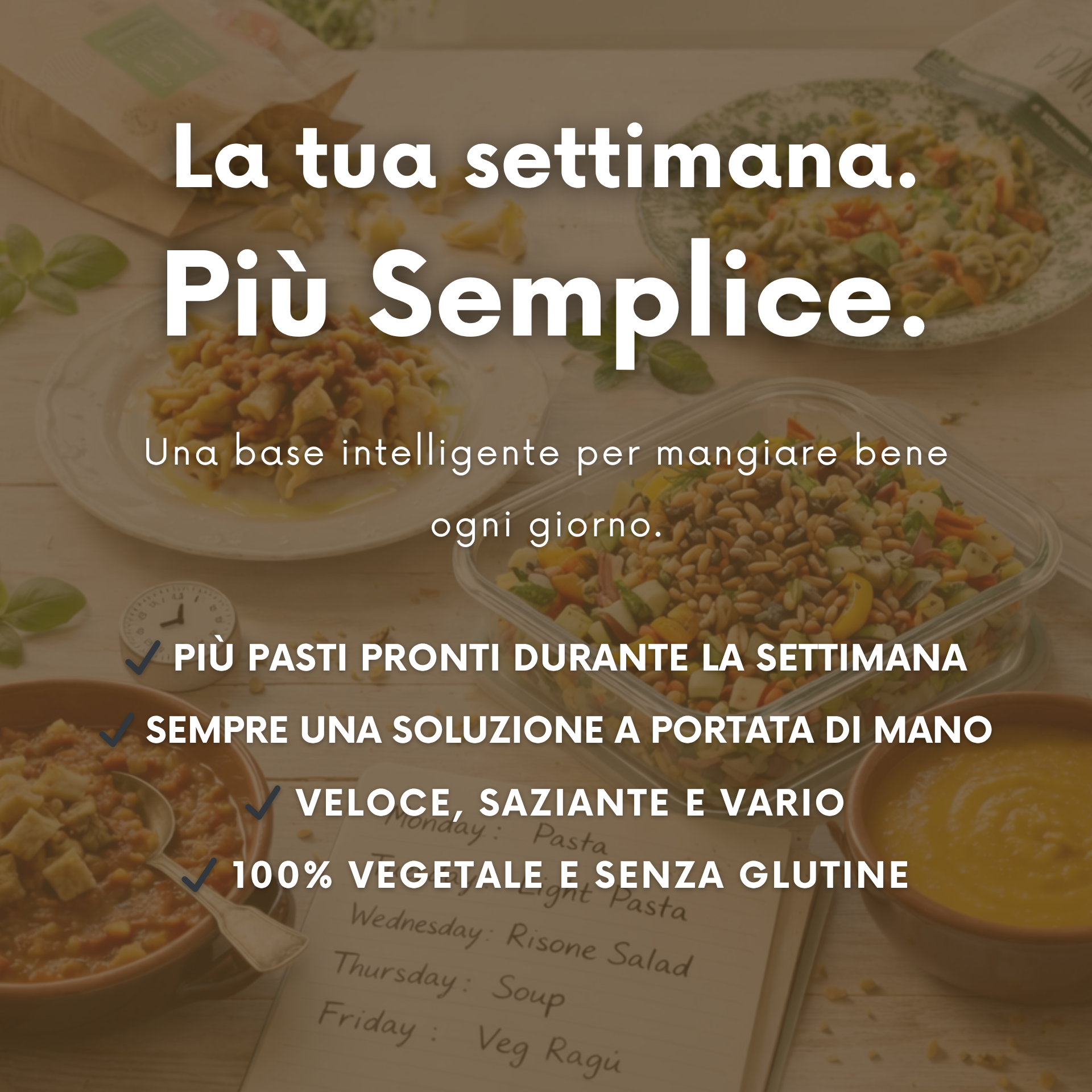 Vantaggi del kit Legù per organizzare i pasti settimanali in modo sano e veloce