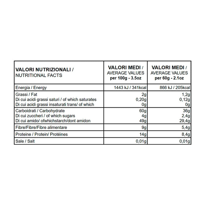 Valori nutrizionali Gigli – Sorghum, Black Bean and Buckwheat