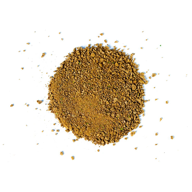 Mix Burger LEGÙ di legumi senza glutine, grani e polvere marrone di proteine vegetali su bianco.