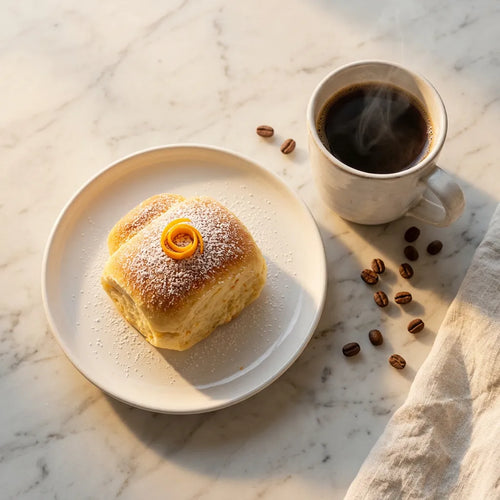 Colazione con caffè e pasticcino