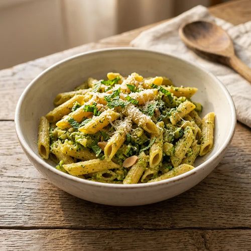 Penne con pesto di zucchine e menta