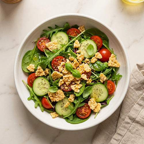 Crumble salato su insalate estive
