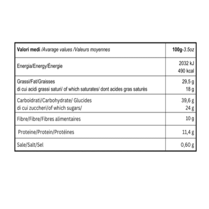 Nutritional values Corn, legume almond and vanilla biscuits